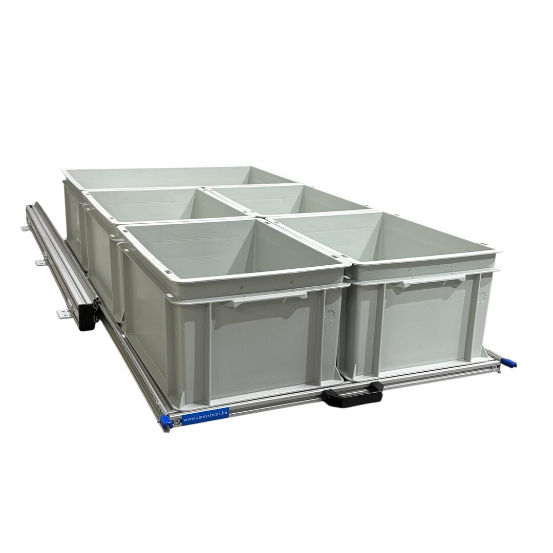 Aluminium 120 x 60 cm schuifframe met 5 open bakken