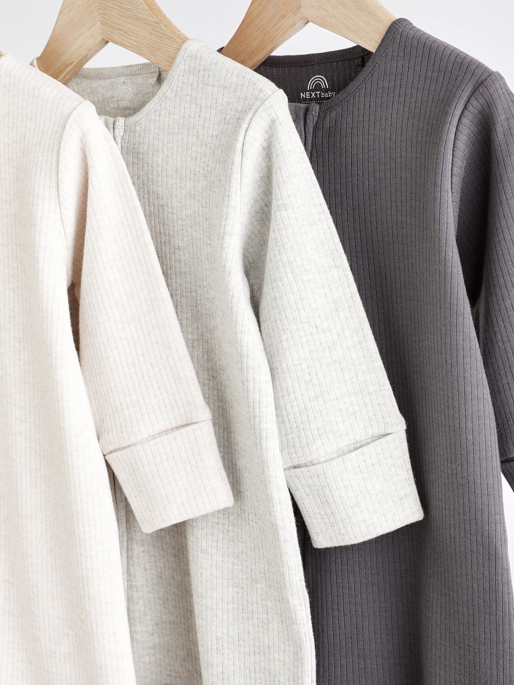 Neutraal - Set van 3 voetloze babypyjama's met 2-weg rits van 100% katoen (0 mnd - 3 jr)
