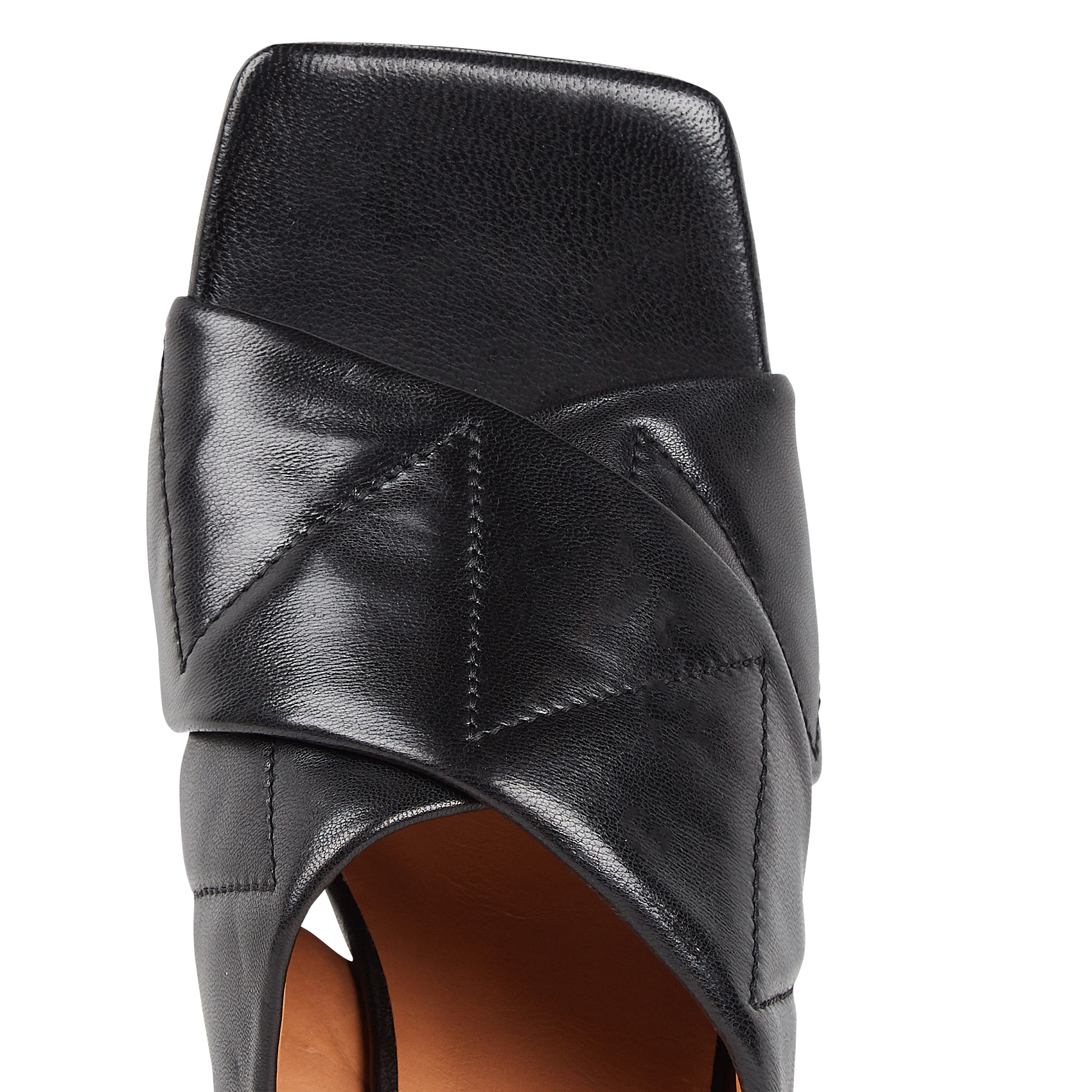 Mules à talon en cuir| Noir