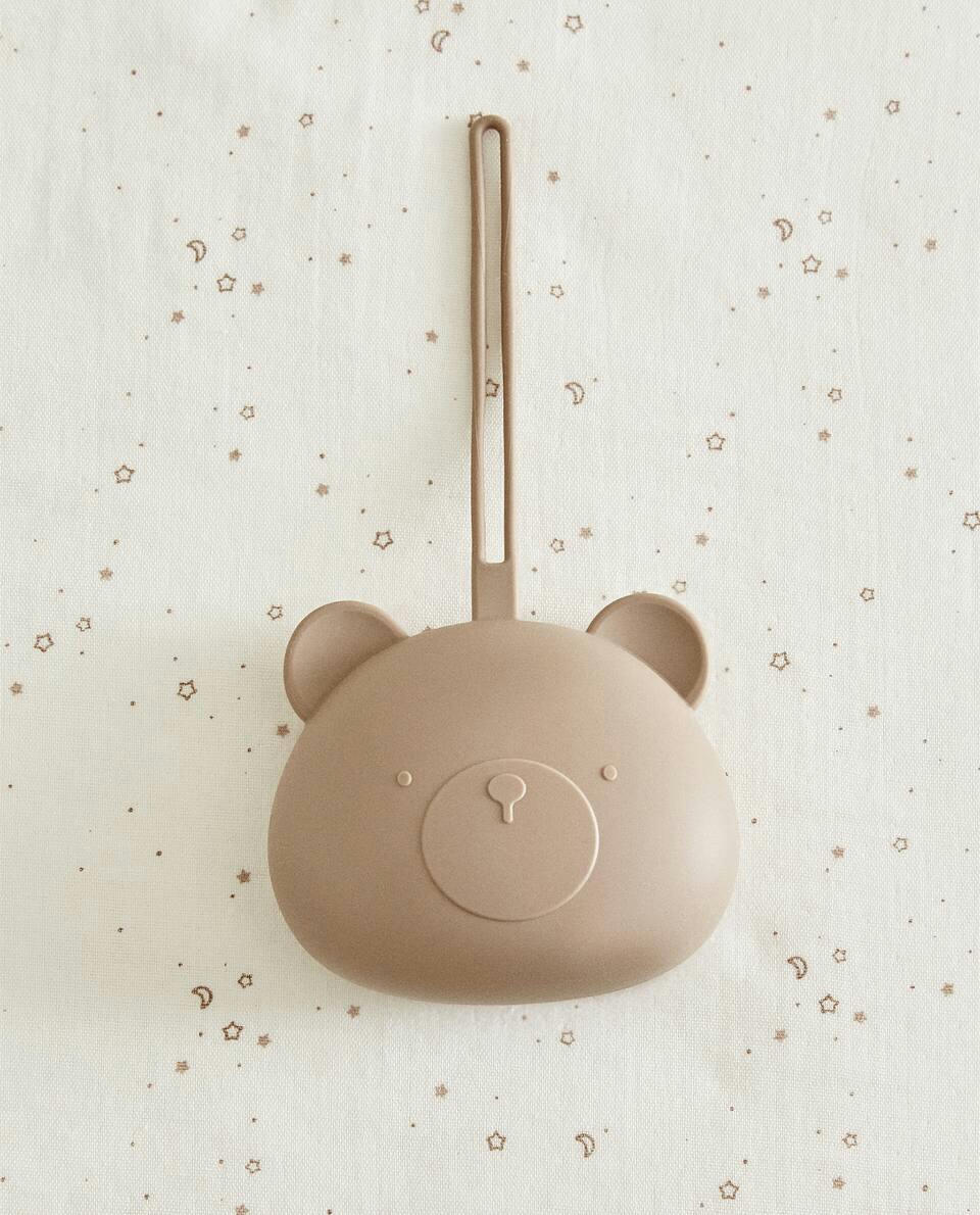 Estojo de silicone para guardar chupeta de urso