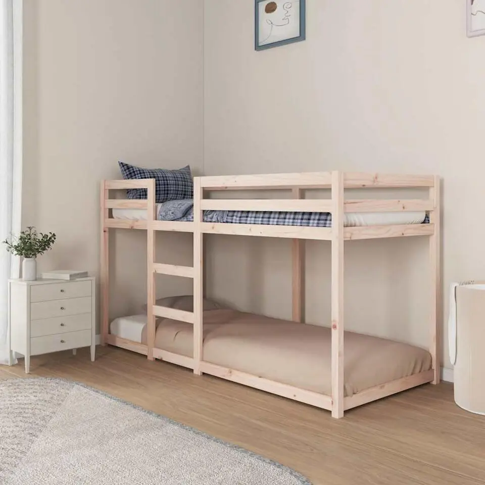 vidaXL - Stapelbed met zijladder - Naturel - Massief grenenhout - 80x200 cm