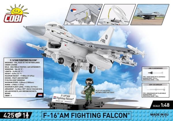 COBI F-16AM Fighting Falcon, Byggeklosser, 8 år, 425 stykker