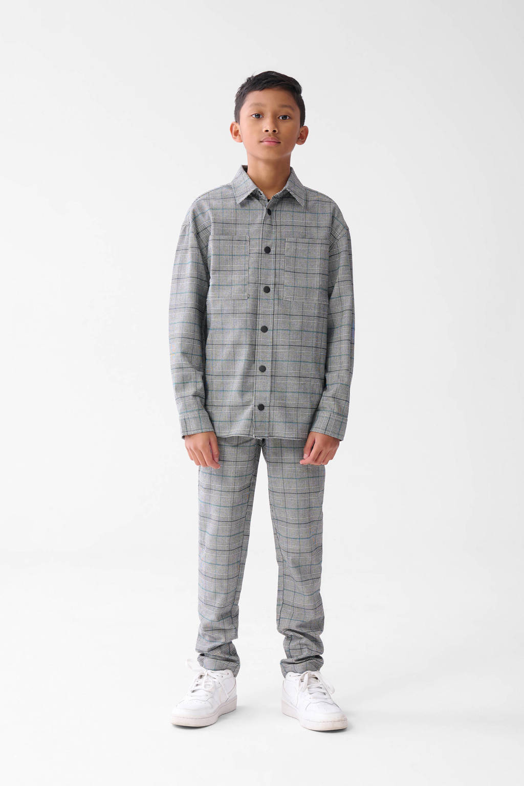 Shoeby geruit overshirt grijs