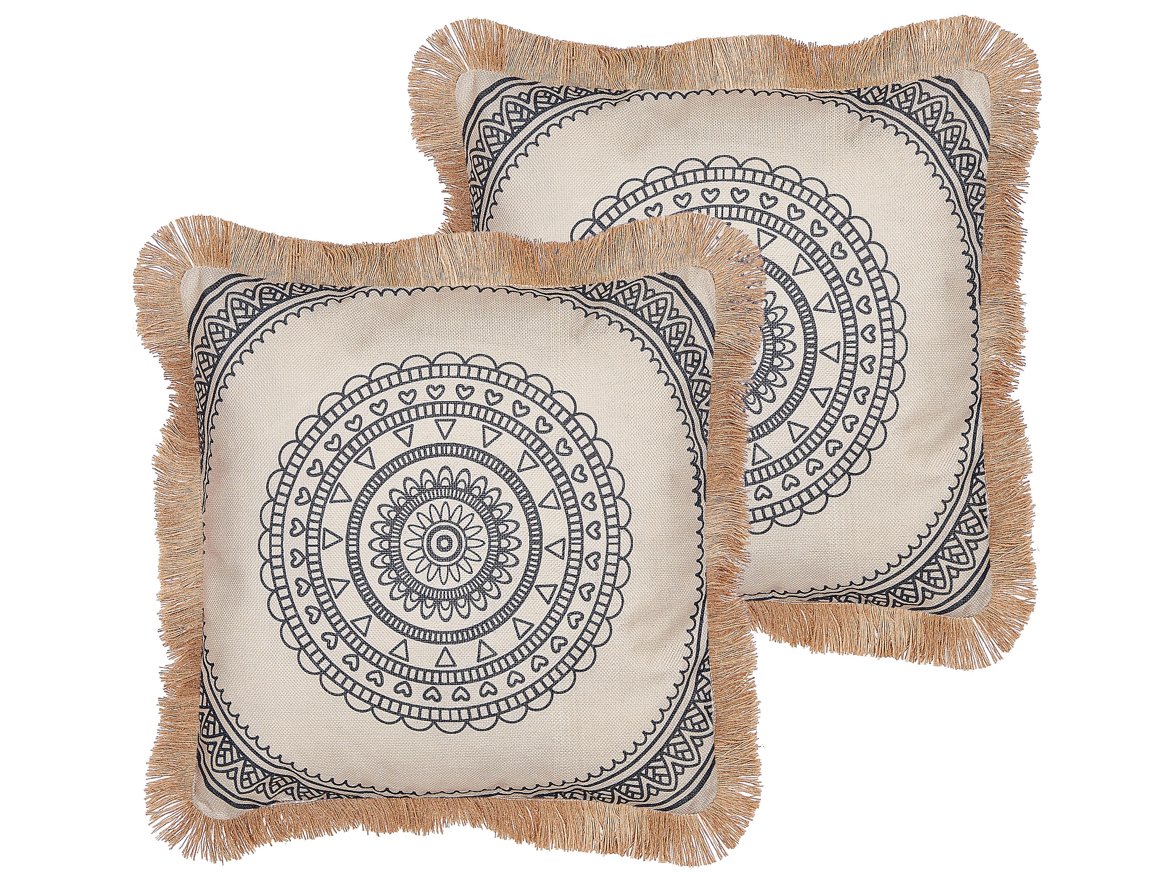 Set van 2 sierkussens AGRIMONY 45 x 45 cm Zwart oosters patroon