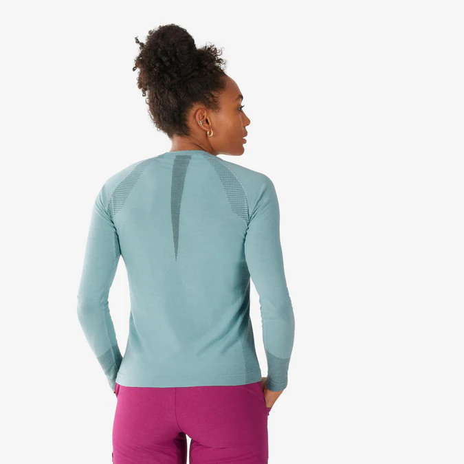 Decathlon Simond - Camisa feminina de manga comprida em lã sem costura Simond Alpinism