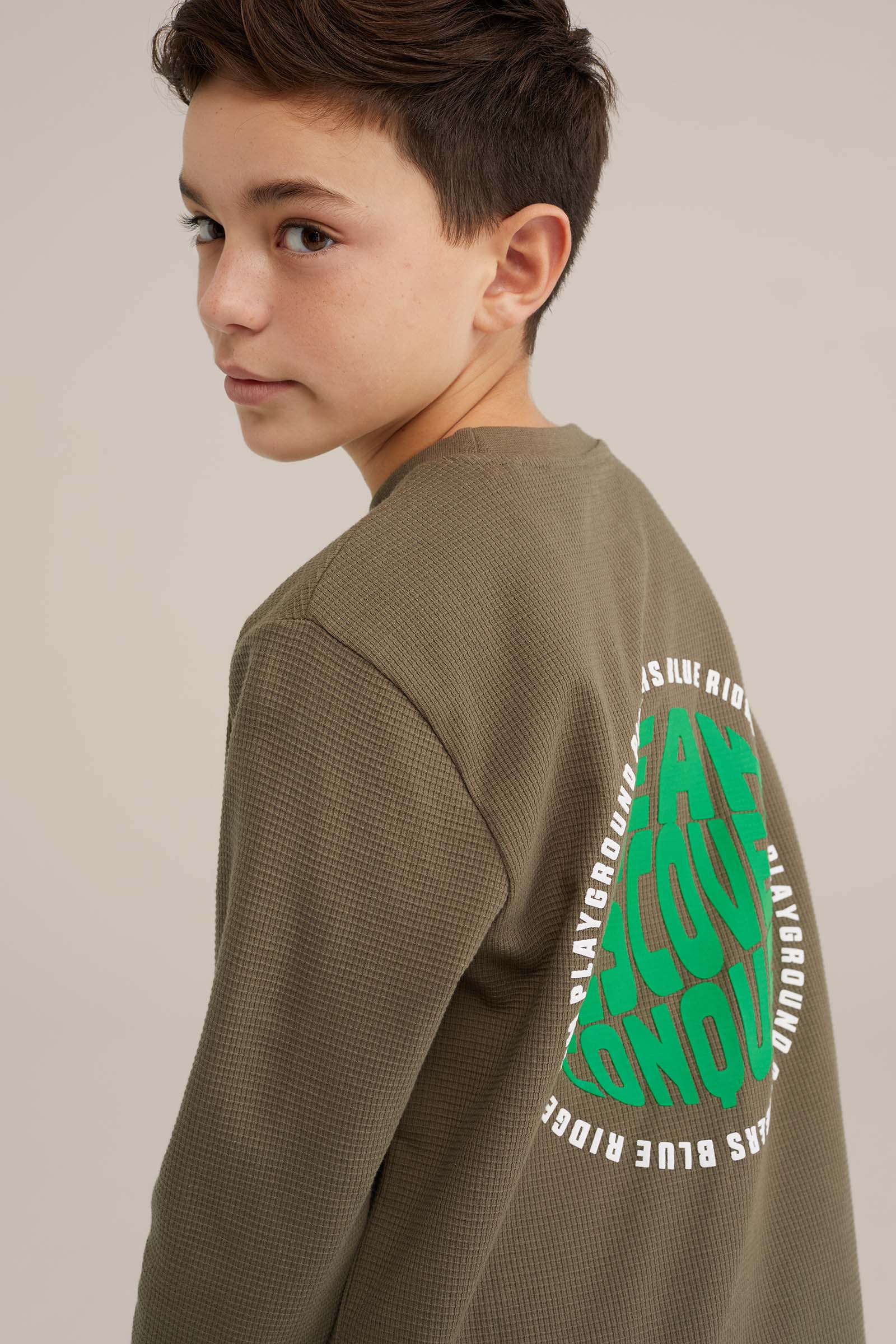 Jongens T-shirt met opdruk Blue Ridge Legergroen
