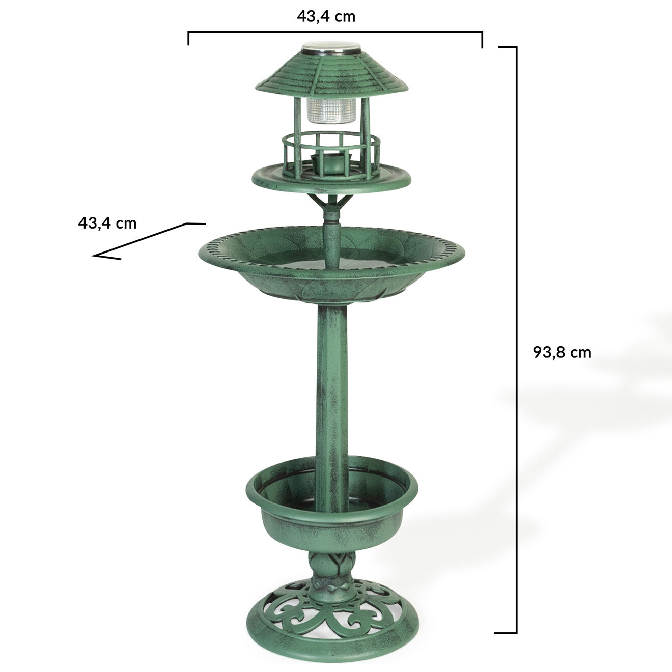Pratik Garden Mangeoire LED à oiseaux solaire verte - D.43.4x93.8 cm