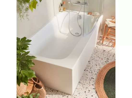 Baignoire bain douche JACOB DELAFON Malice antidérapante + pare bain 160 x 85, version droite