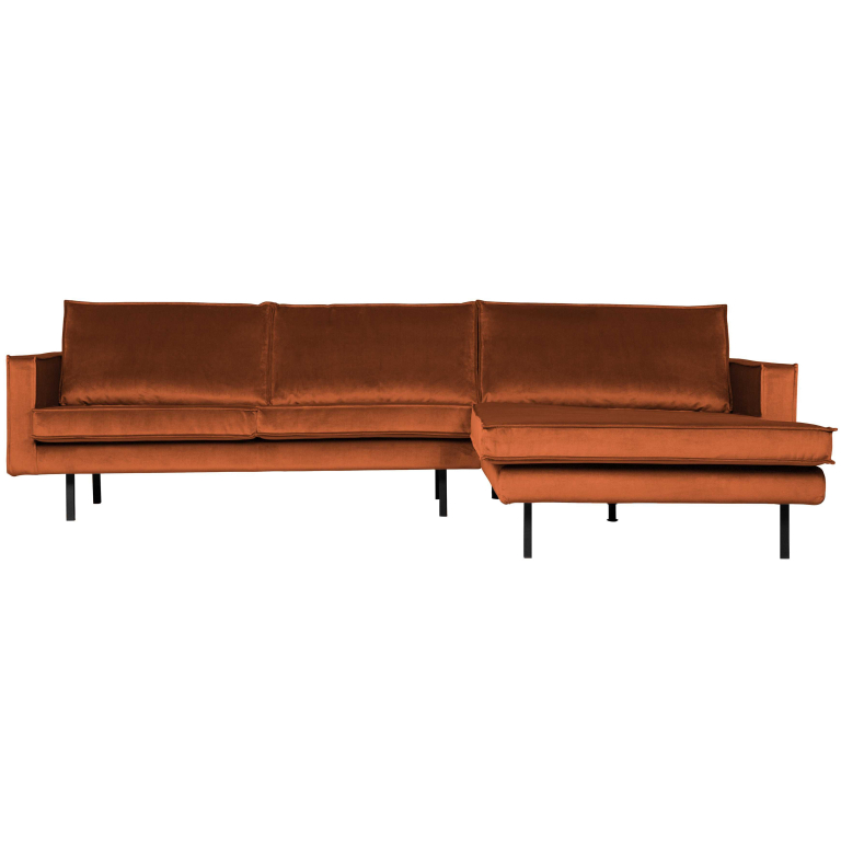 WOOOD Rodeo Velvet met chaise longue rechts Roest