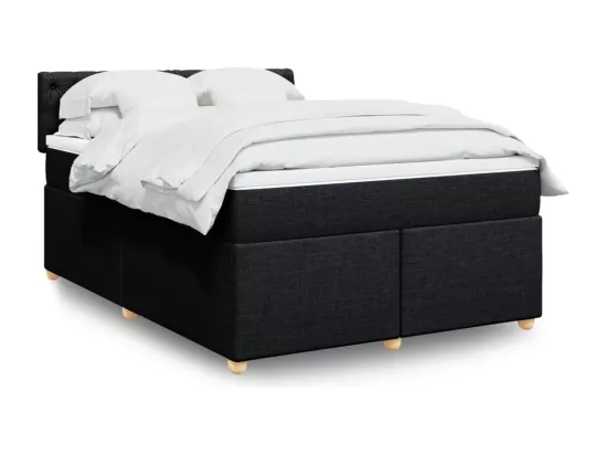 Sommier à lattes de lit avec matelas Noir 140x190 cm Tissu
