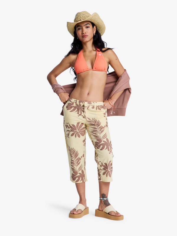 Sunset Memories Printed Pantacourt Jaune Femme
