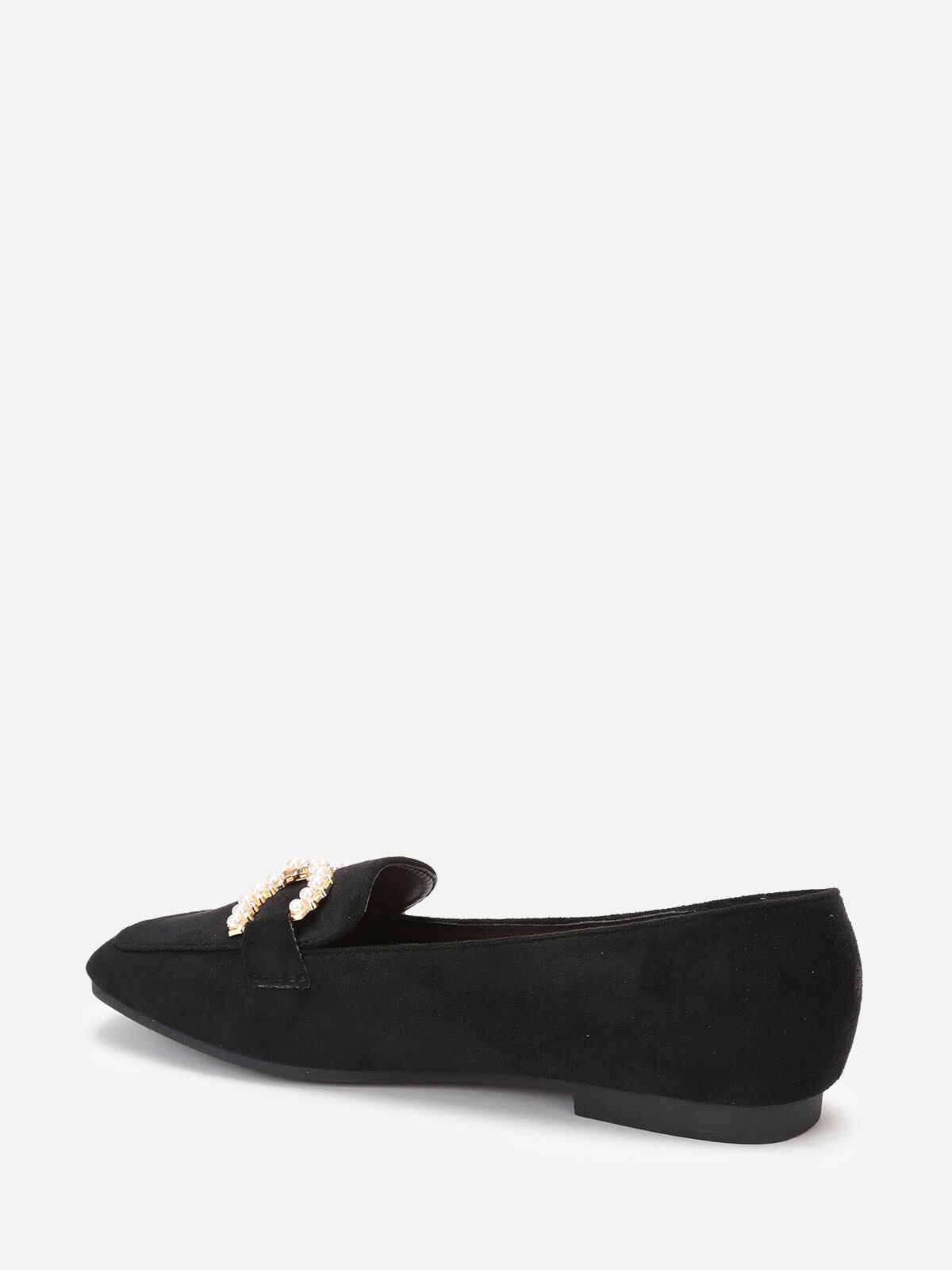 Mocassins en suédine à perles et strass- Noir