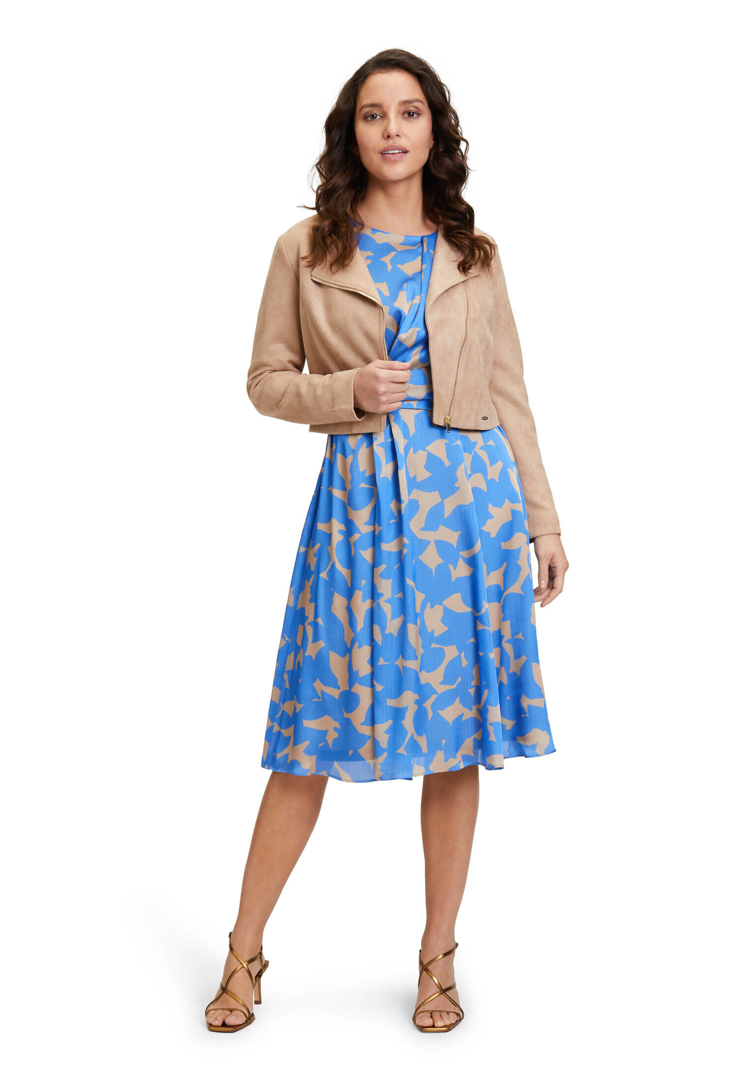 Betty & Co| Damen Chiffonkleid langarm