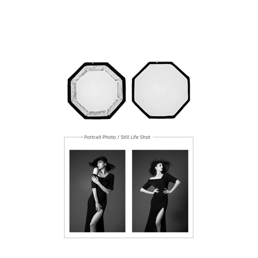 (55cm) Professioneller Kamera Licht Diffusor Parabol Softbox Studio Ausrüstung für Porträts   Blitzschuh Systemblitz Anschluss und Tasche - Schwarz