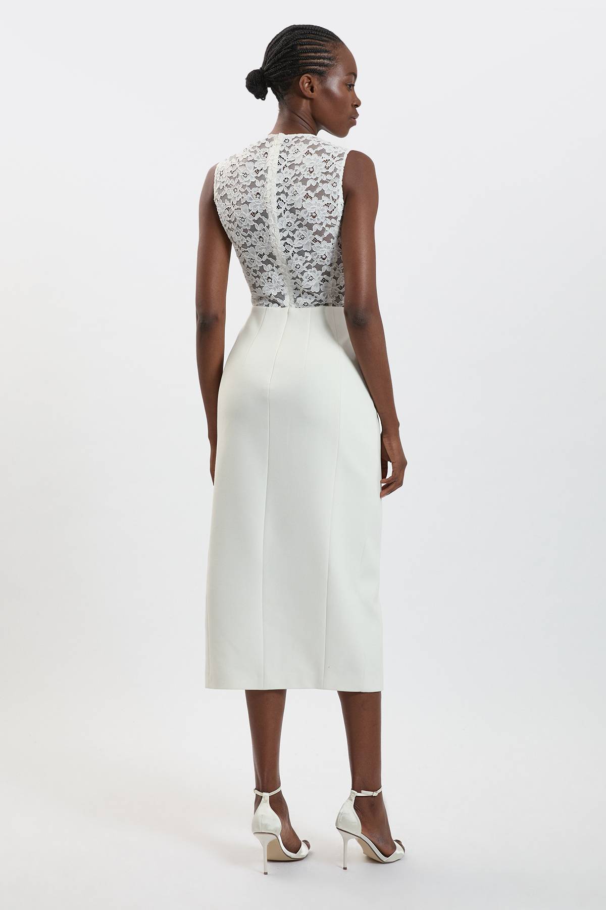KarenMillen Robe Midi Ajustée En Tissu Stretch Avec Détail En Dentelle