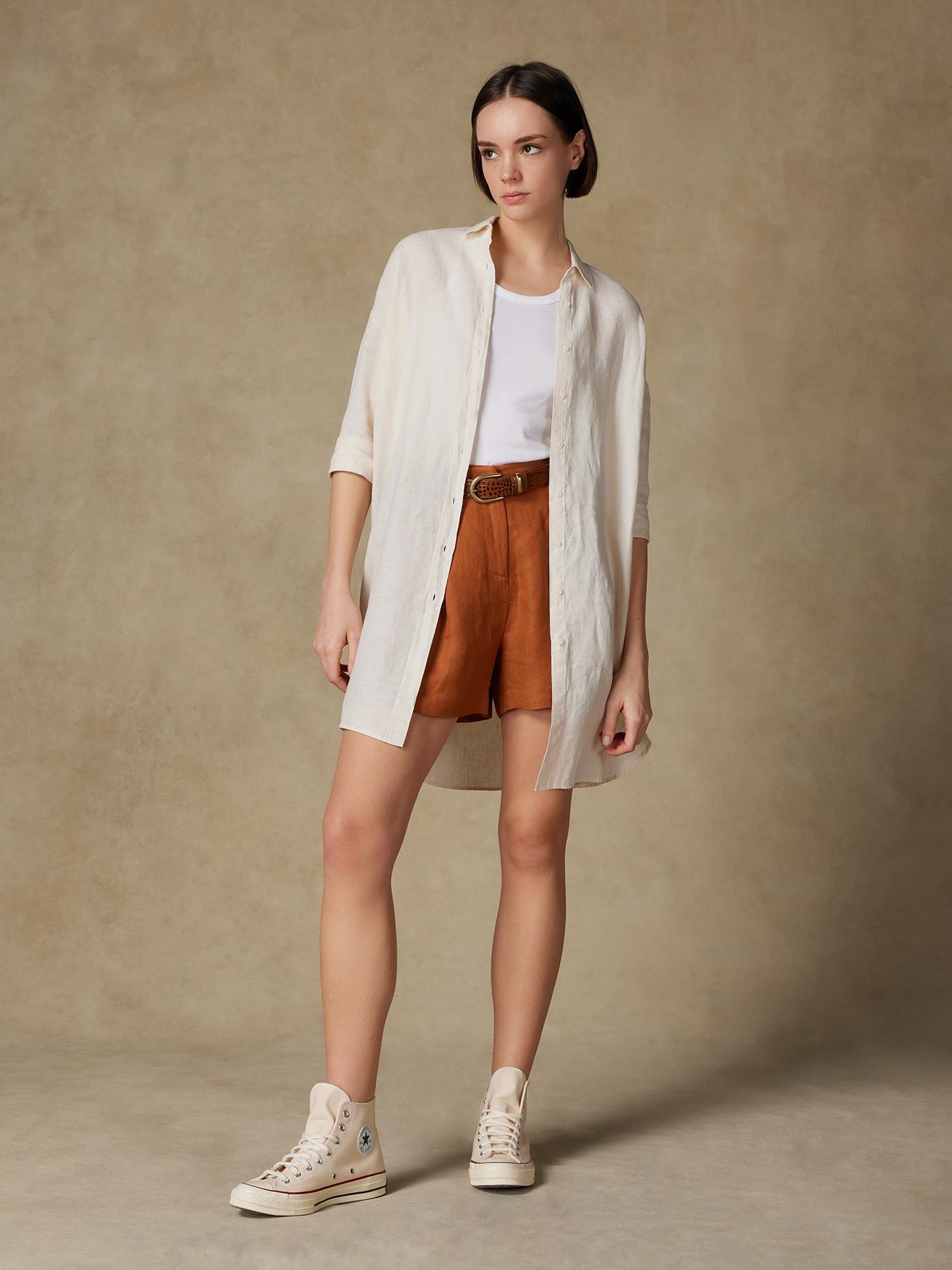 Chemise Coby en lin sable