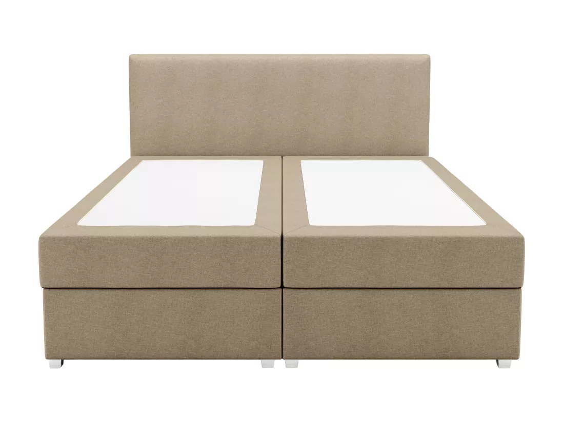 Ensemble complet boxspring tête de lit + sommier + matelas + surmatelas - 180 x 200 cm - Tissu - Beige - ONAN de YSMÉE