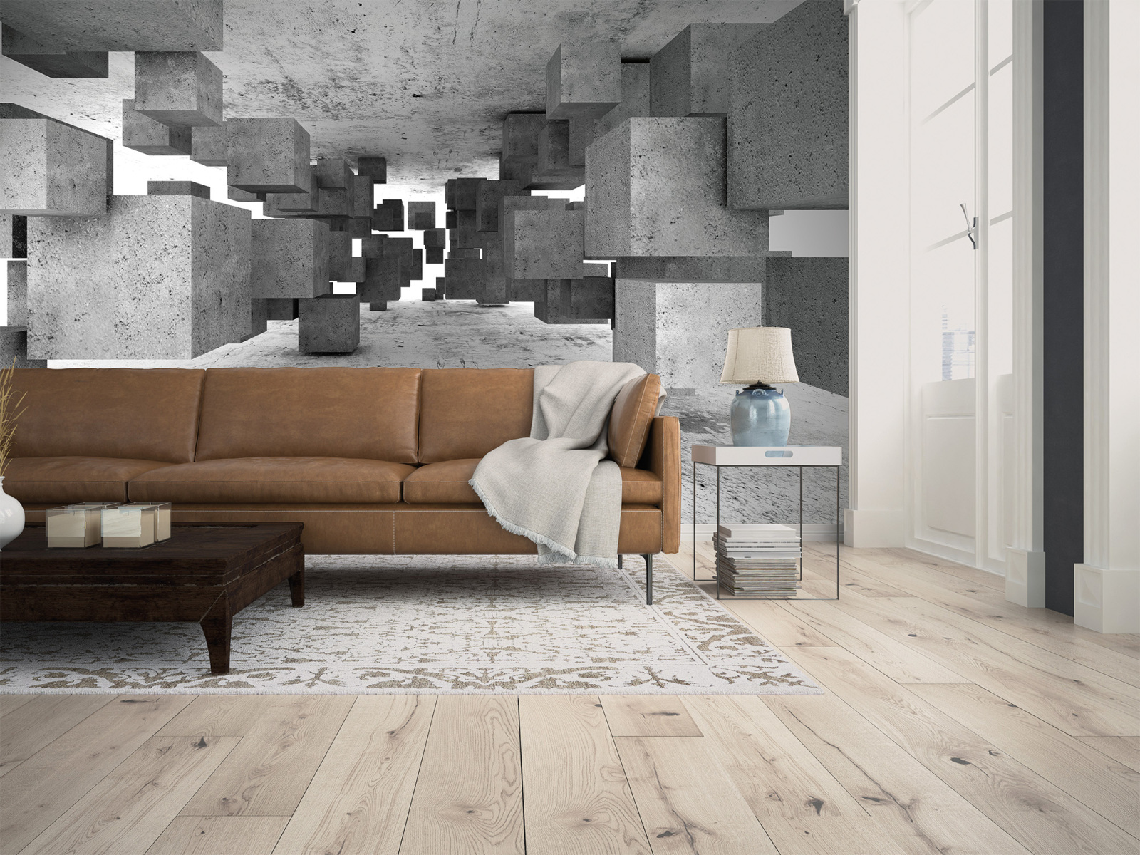 Fototapete DESIGNWALLS - grau-weiß - 3D-Art - 2,55 Meter