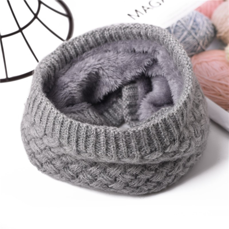 Damen / Kinder Flauschiger Schlauch Schal Fashion Strick Accessoire - Grau