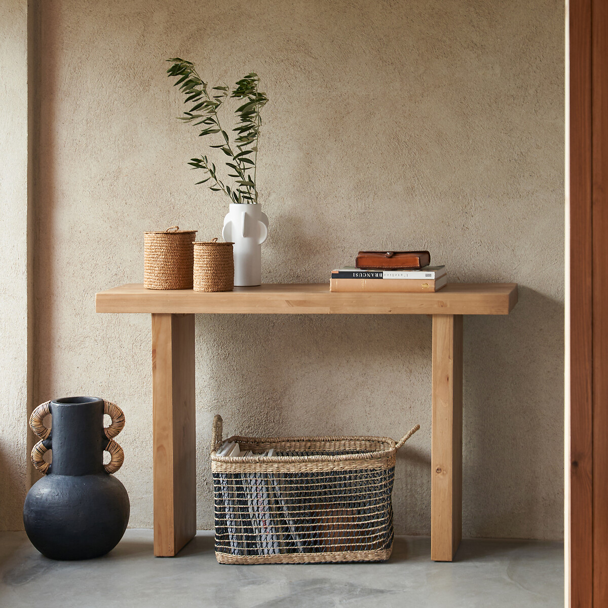 LA REDOUTE INTERIEURS<br>Vaso decorativo em cerâmica e rattan H41,5 cm Kuro