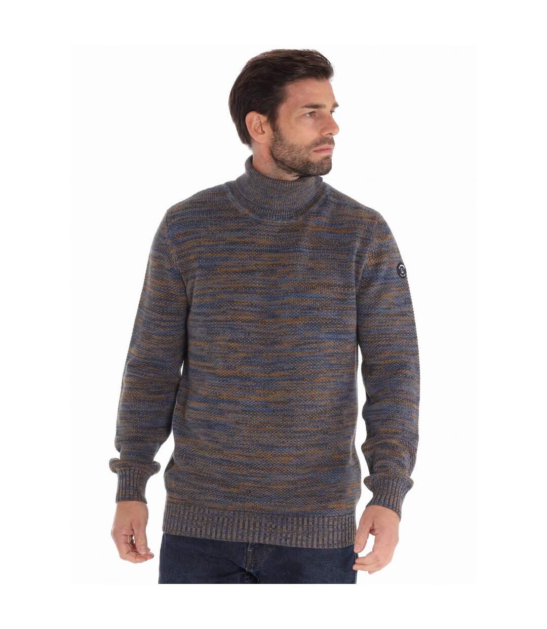 Pull roulé multicolore