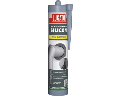 Lugato Hogetemperatuursilicone, rubberachtig, zwart, 310 ml