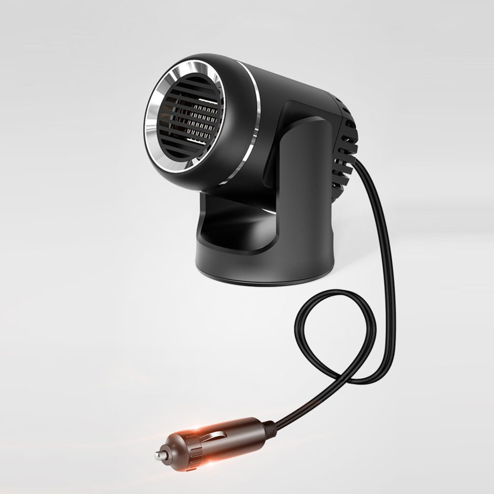 (130W) 2in1 Auto Zusatz Heizung / Kühler Heizlüfter Elektrischer KFZ Entfroster für Zigarettenanzünder - Schwarz