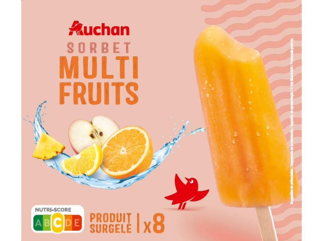 SORBET PALITO AUCHAN MULTI FRUITS 8X69ML