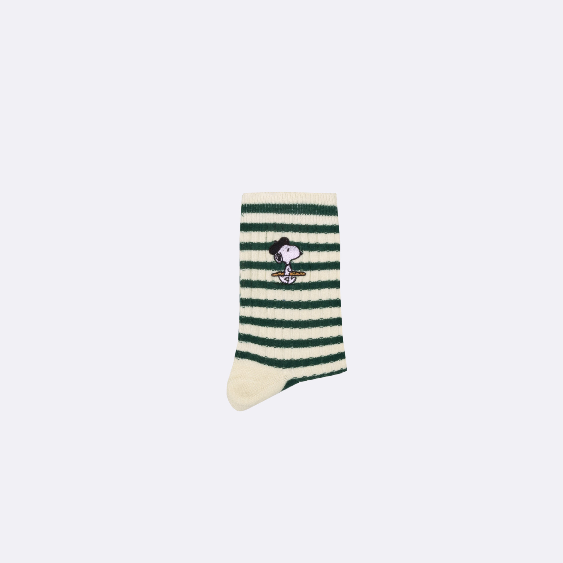 Chaussettes Peanuts écrues & vert foncé coton et polyester recyclé - modèle short socks x3