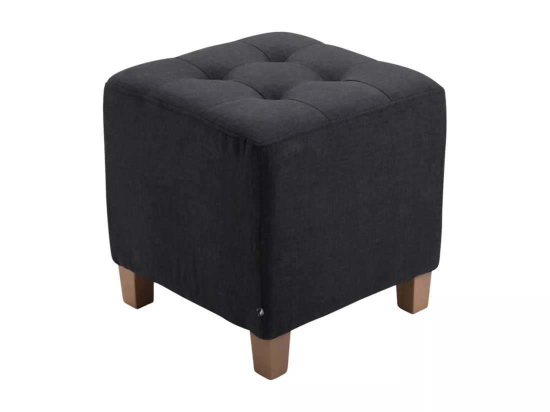 Lot de 2 Tabouret - Tissu & Bois - Noir - Pharao