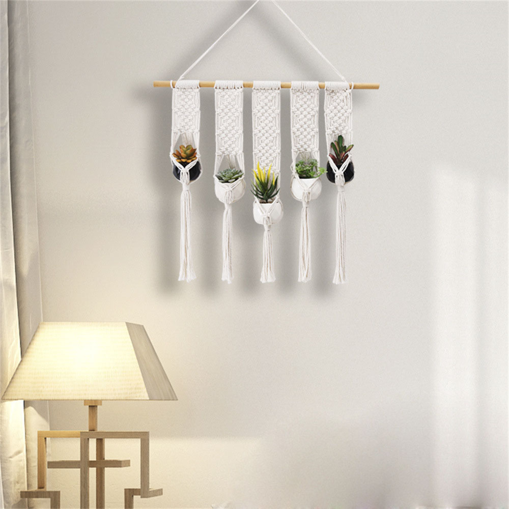(70x50cm) Makramee Pflanzenaufhänger Wand Dekoration Hygge Lifestyle Geknüpftes Boho Accessoire