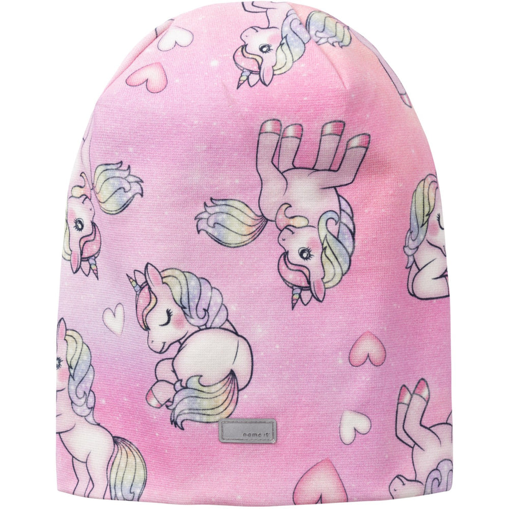 Køb Name It Pink Lavender Moppy Dropshape Beanie AOP