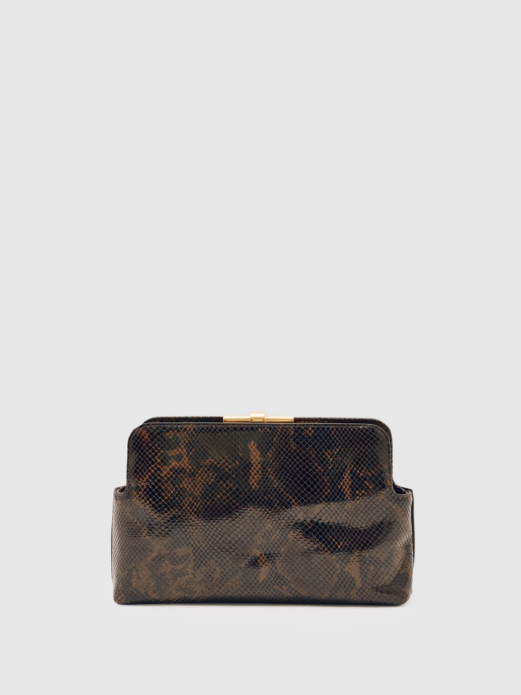 Slangenprint - Reiss Bethany Leather Snake-Effect Frame Clutch Bag