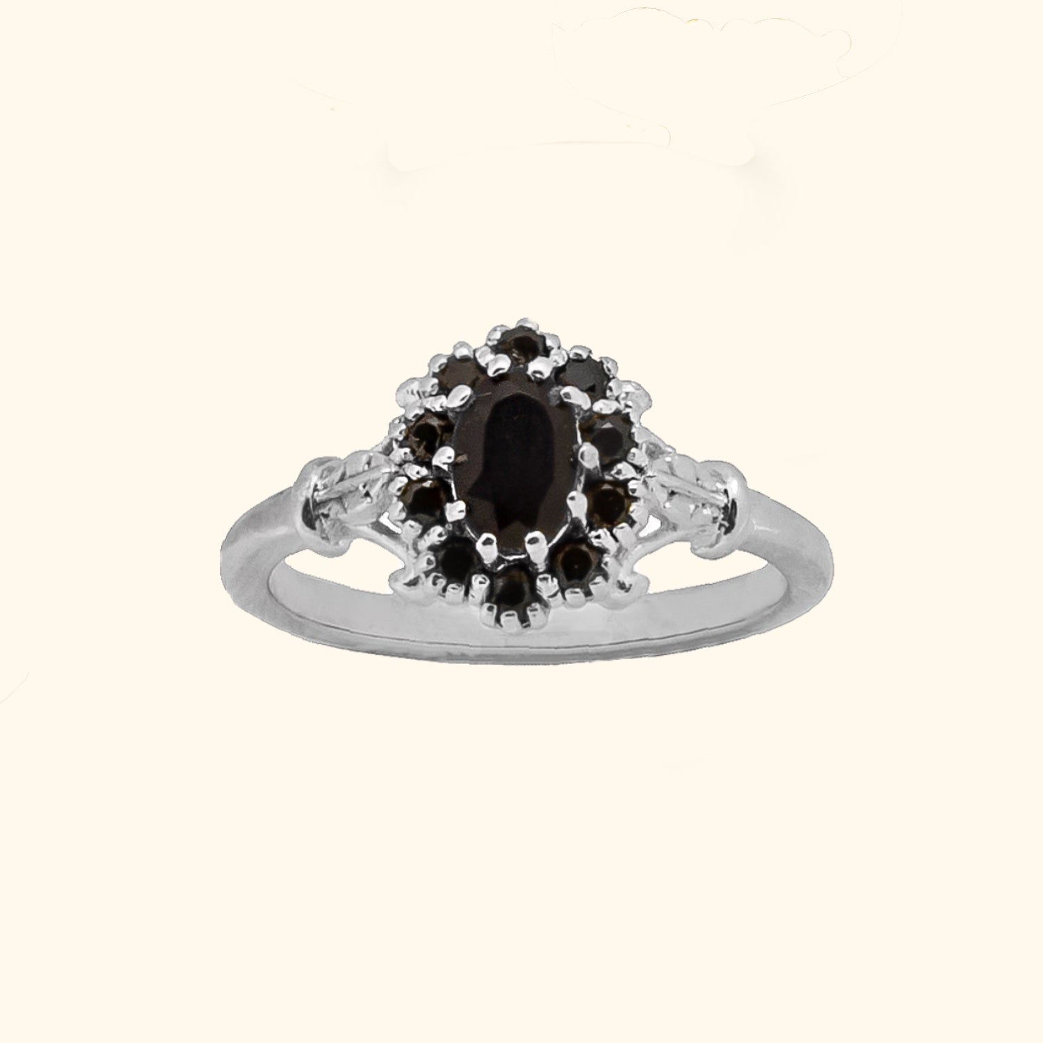Vintage Onyx Flower ring