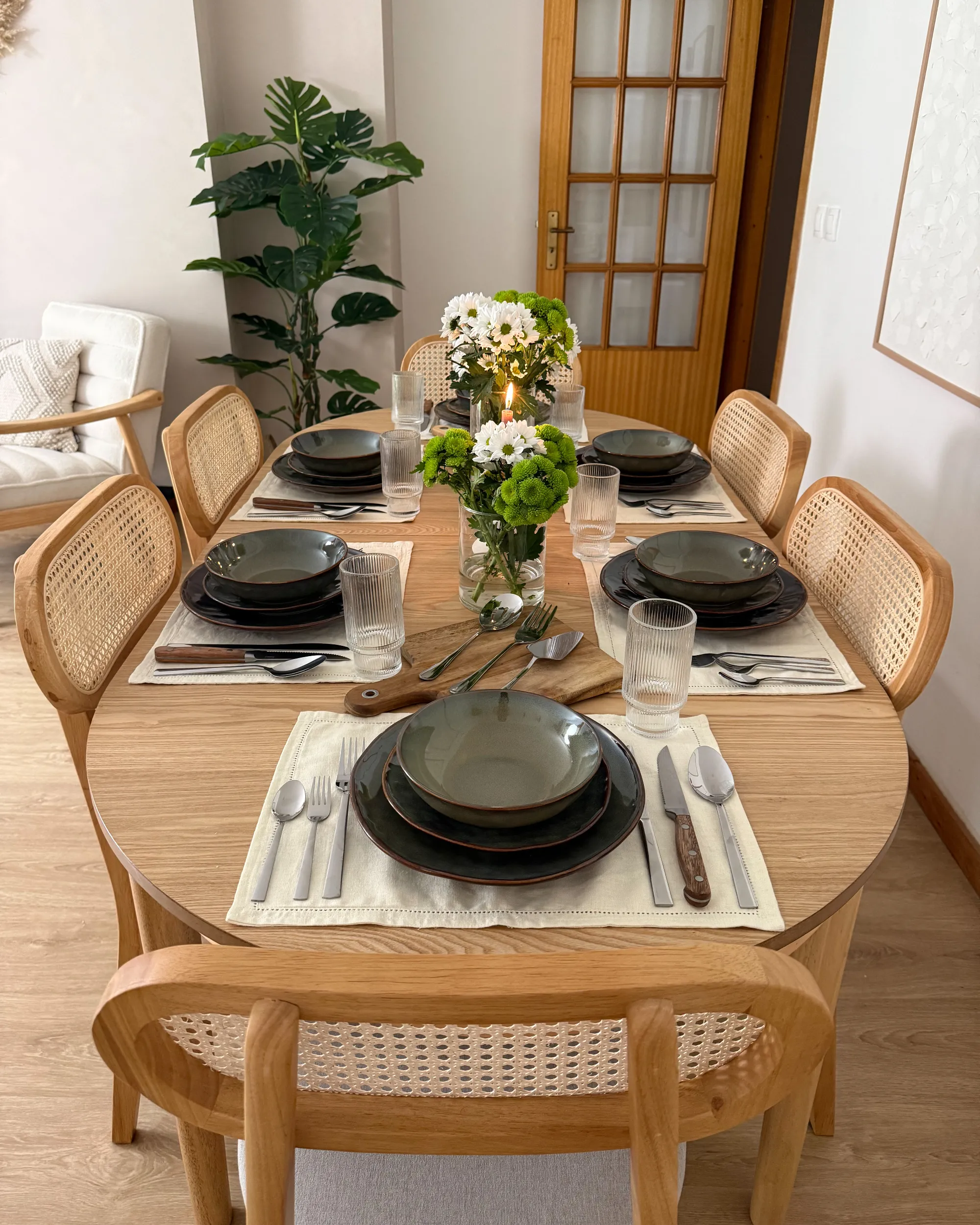 Set van 8 dinerborden THYME Steengoed Donkergroen