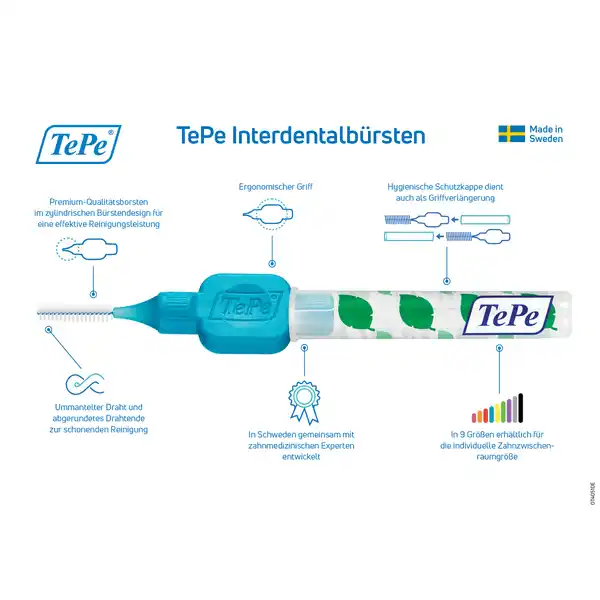 Interdentalbürsten Blau, ISO 3, 0,6 mm, 8 Stück