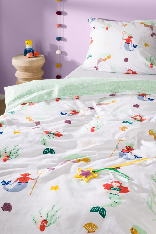housse de couette enfant 140x200 - coton doux - sirène