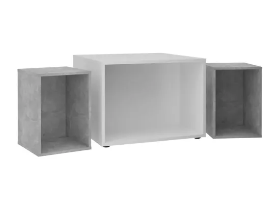 Table basse avec 2 tables d'appoint 67,5x67,5x50 cm Blanc et béton