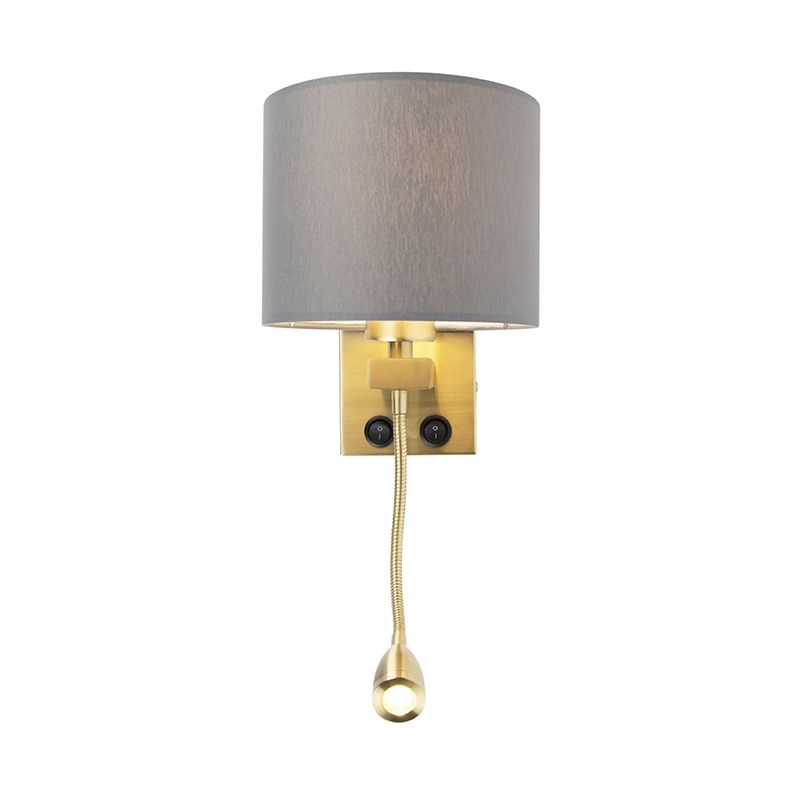 Art deco wandlamp goud met grijze kap - Brescia