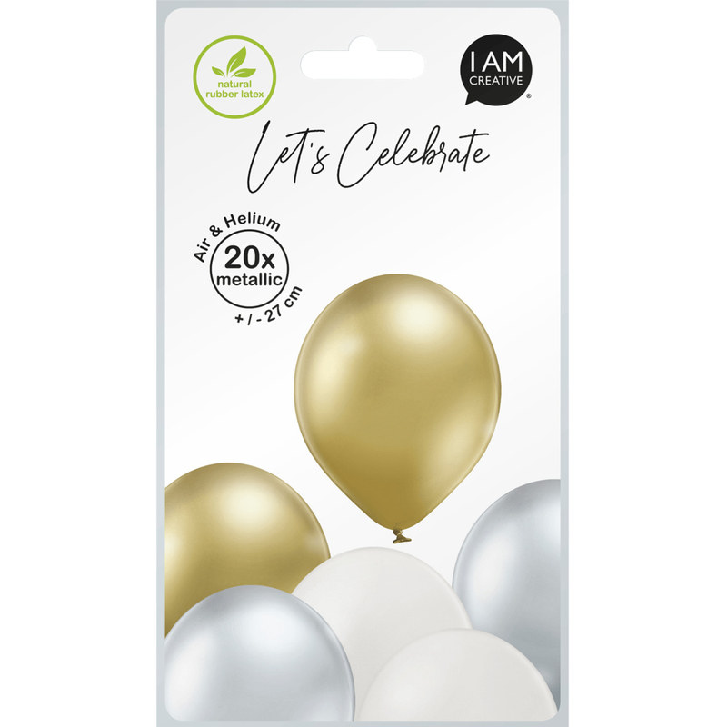 I AM CREATIVE Luftballons, Metallic-Mix, 20 Stück
