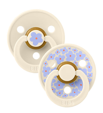 BIBS Colour Sutter - 2-pak - Str. 1 - Rund - Ivory m. Blomster