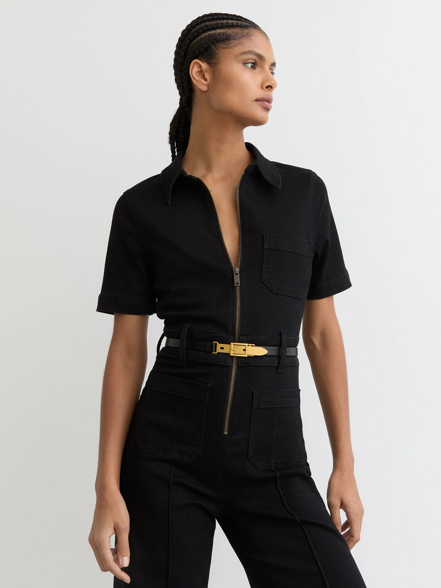Reiss Cora Leather Buckle-Hardware Belt
