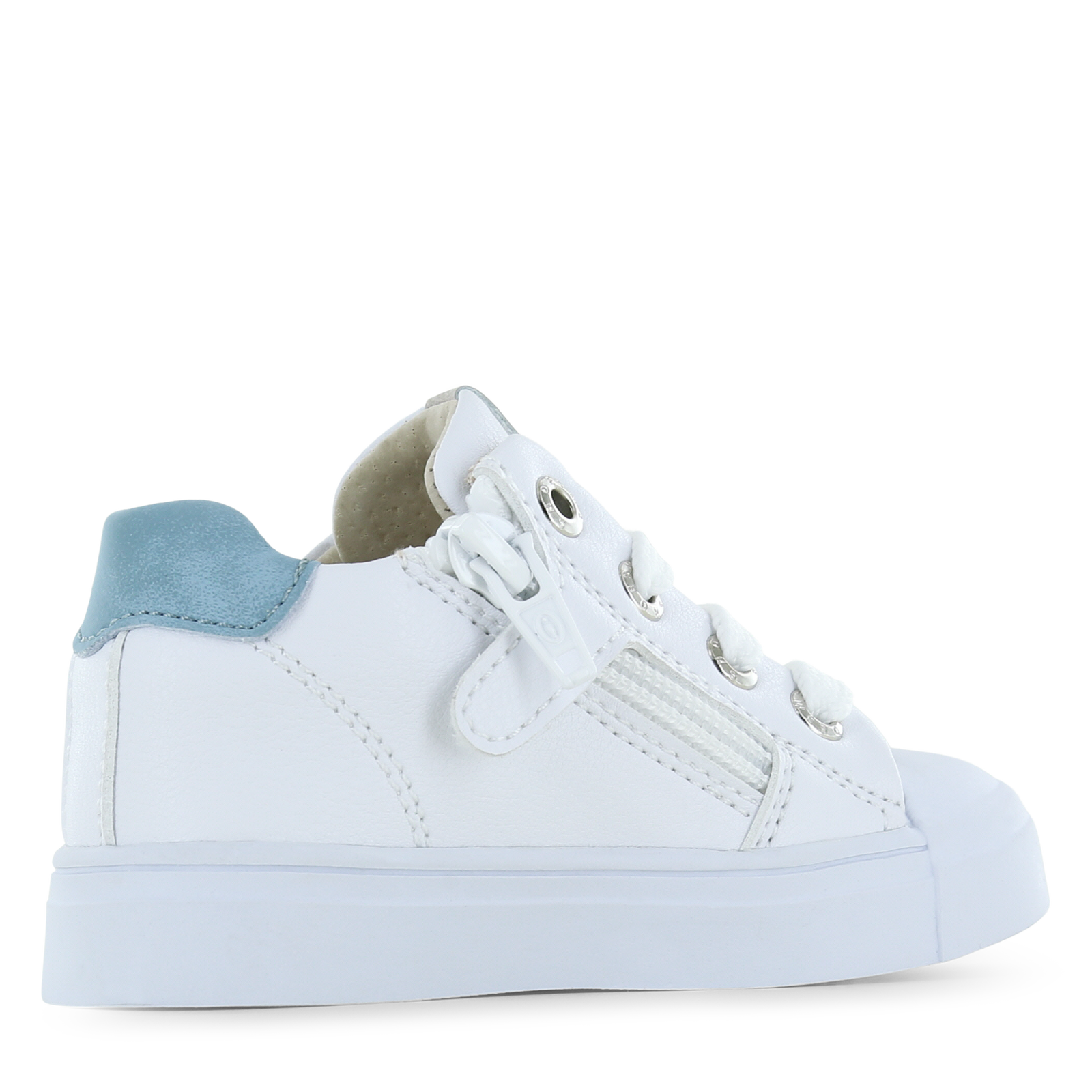Shoesme witte sneaker met blauwe stripings Microfiber leer | Jongens schoen