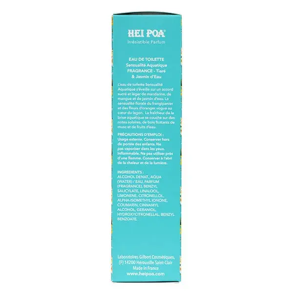 Hei Poa Eau de Toilette Sensualité Aquatique Tiaré & Jasmin d'Eau 100ml