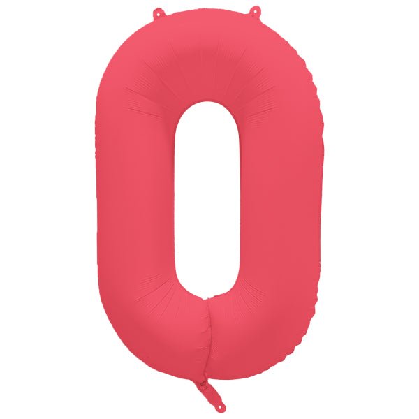 0 Jaar Cijfer Ballon Rood Neon Leeg 86cm