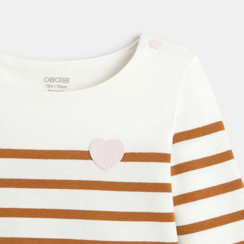 T-shirt marinière rayé marron bébé fille