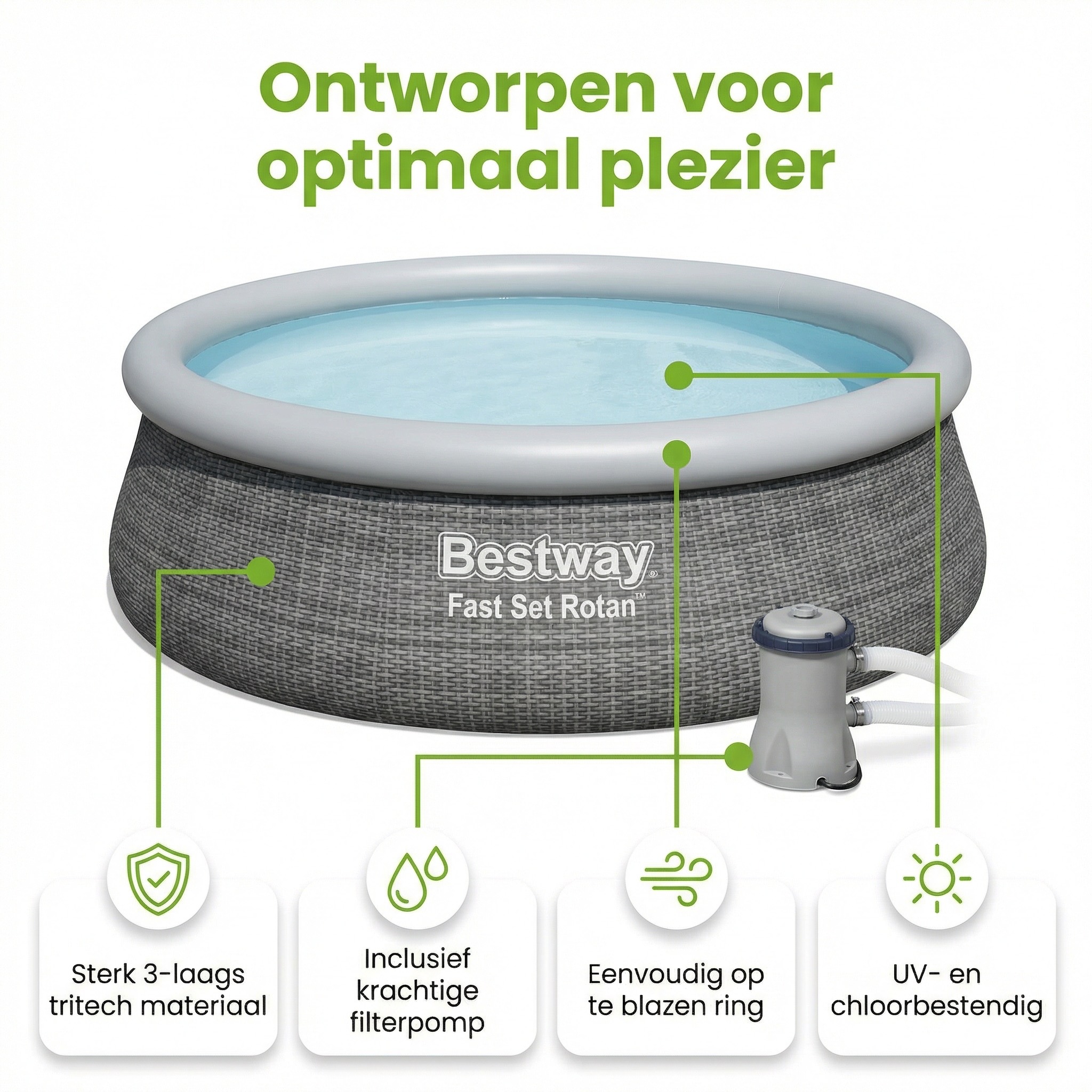 Bestway Fast Set 396x84cm Zwembad – 3-delig