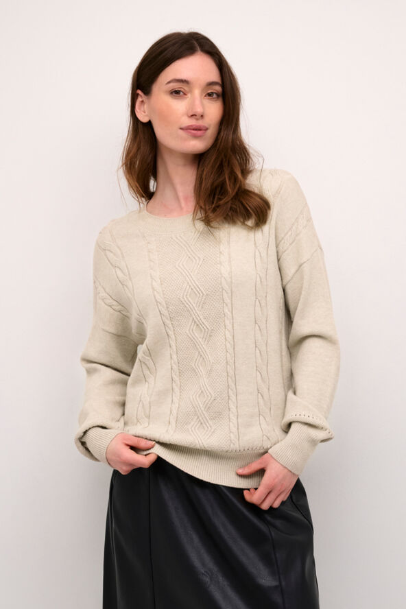 Cream CRDela Knit Pullover Oat melange