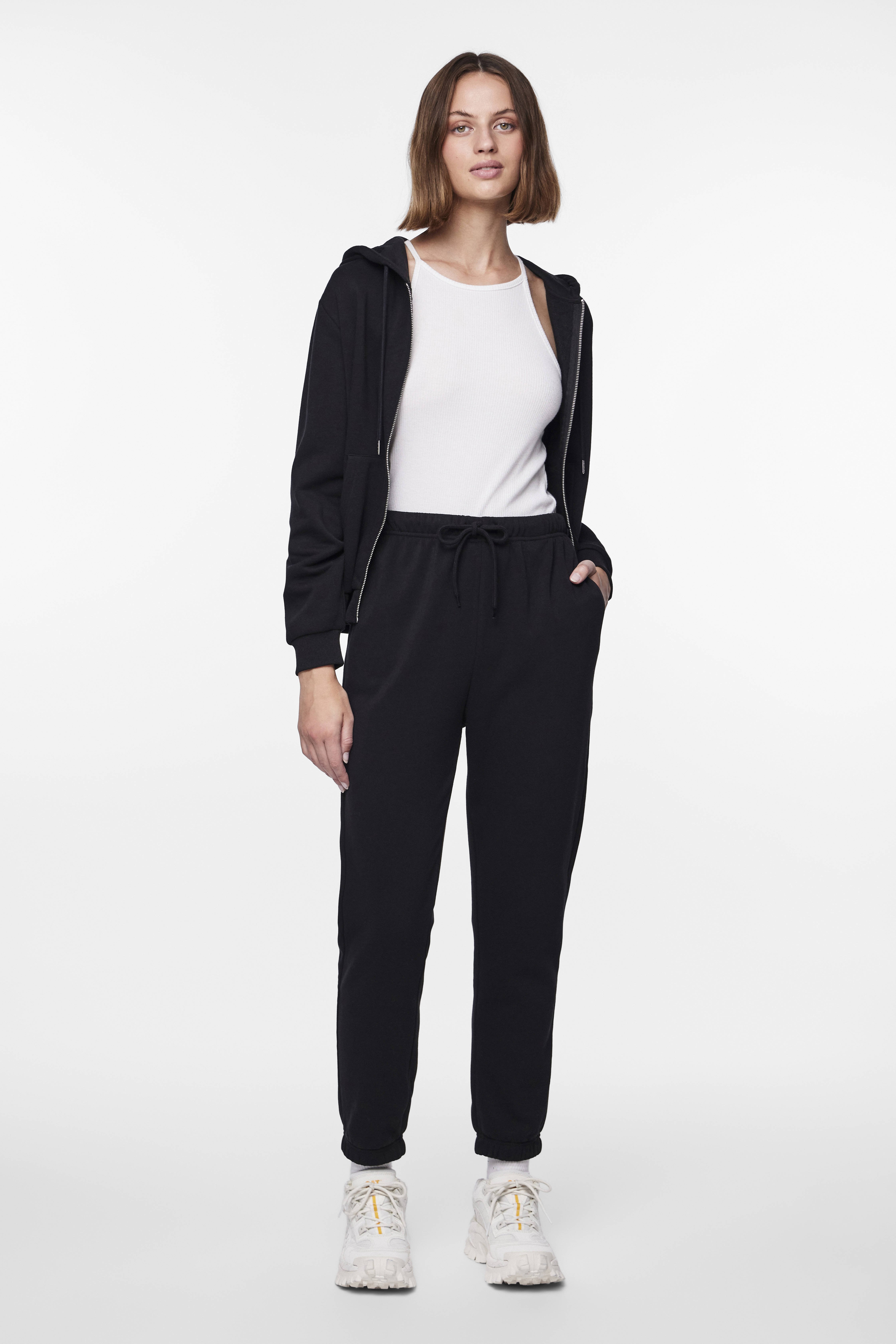PIECES high waist regular fit sweatpants PCCHILLI zwart