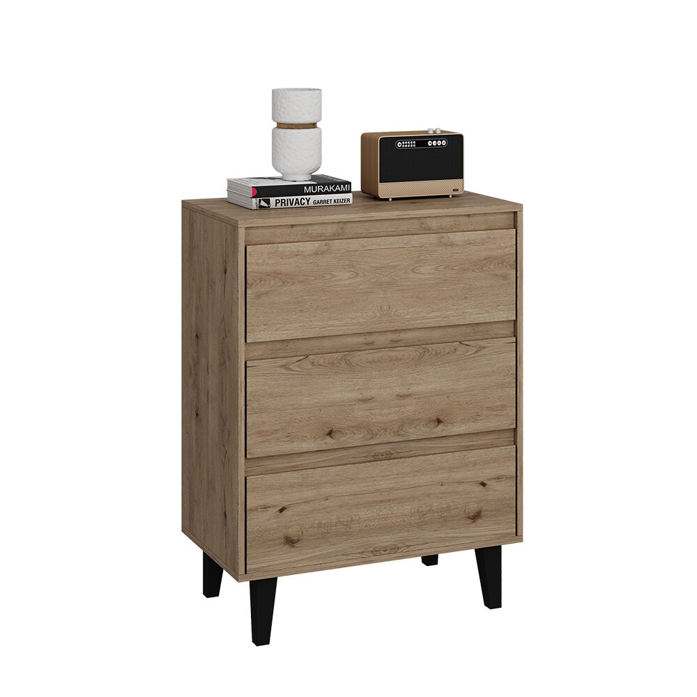 Vicco Sideboard Bahia Eiche 70 x 92 cm mit 3 Schubladen